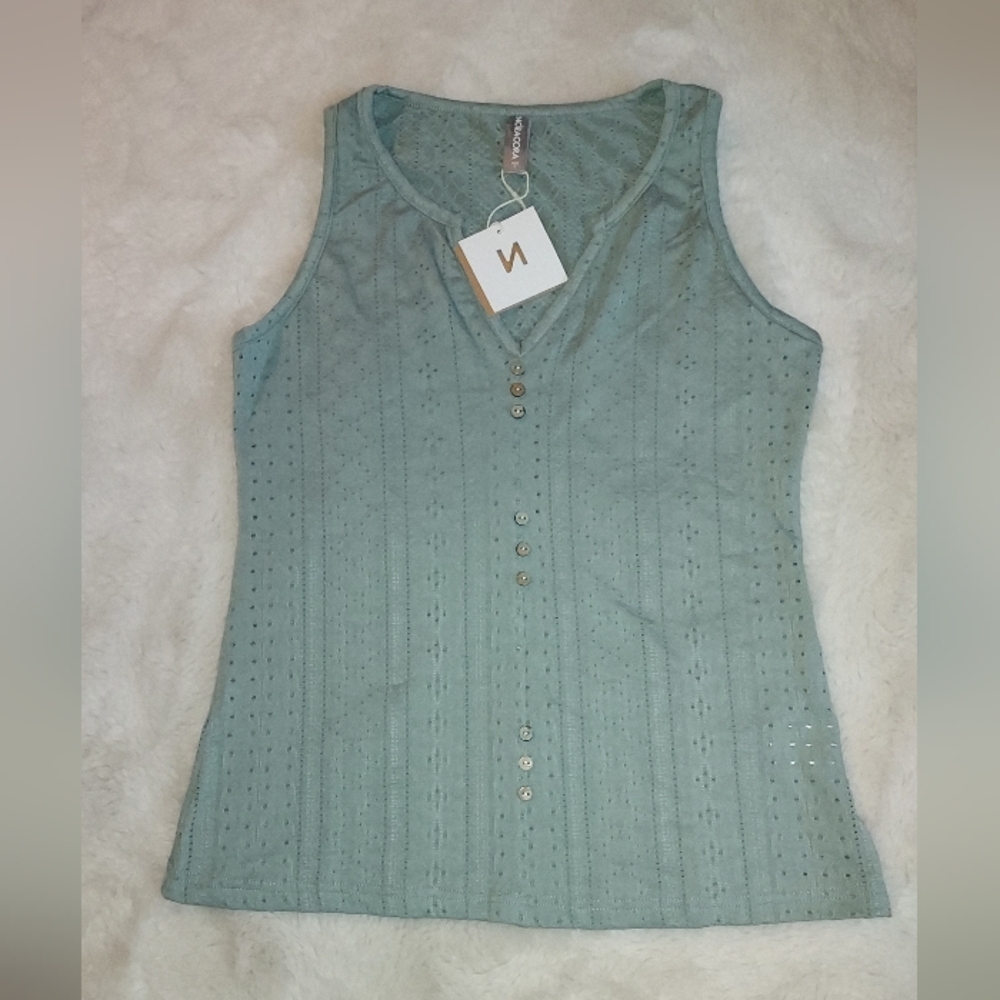 Noracora NWT Sage Button Up Tank Top Womens S